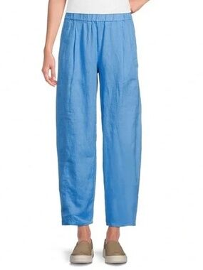 Eileen Fisher XXS azure linen lantern pants long sleeve crew set